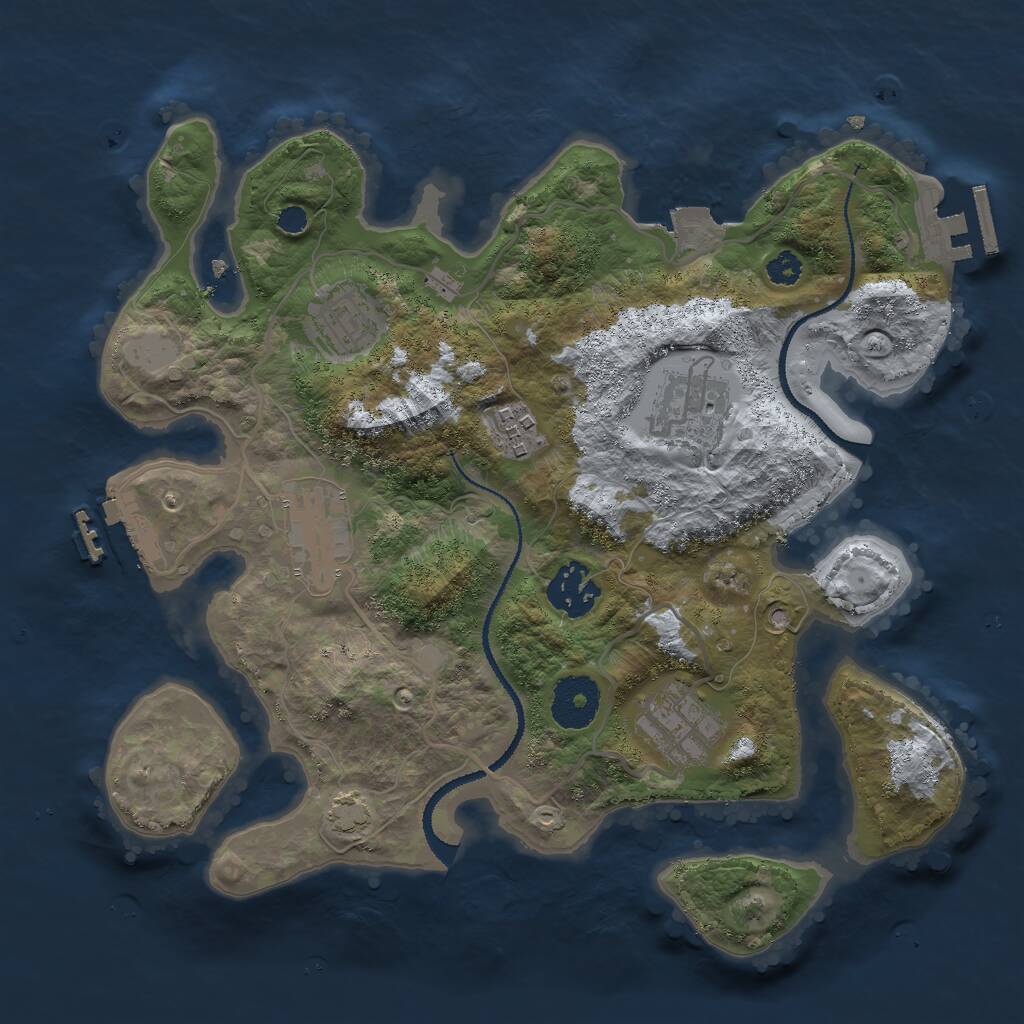 Rust Map: Procedural Map, Size: 3000, Seed: 1936268631, 10 Monuments