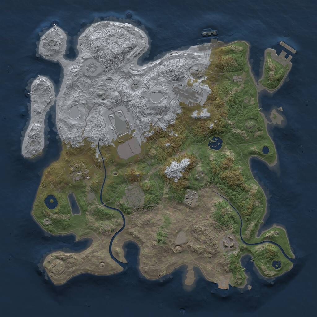 Rust Map: Procedural Map, Size: 3500, Seed: 228712, 13 Monuments