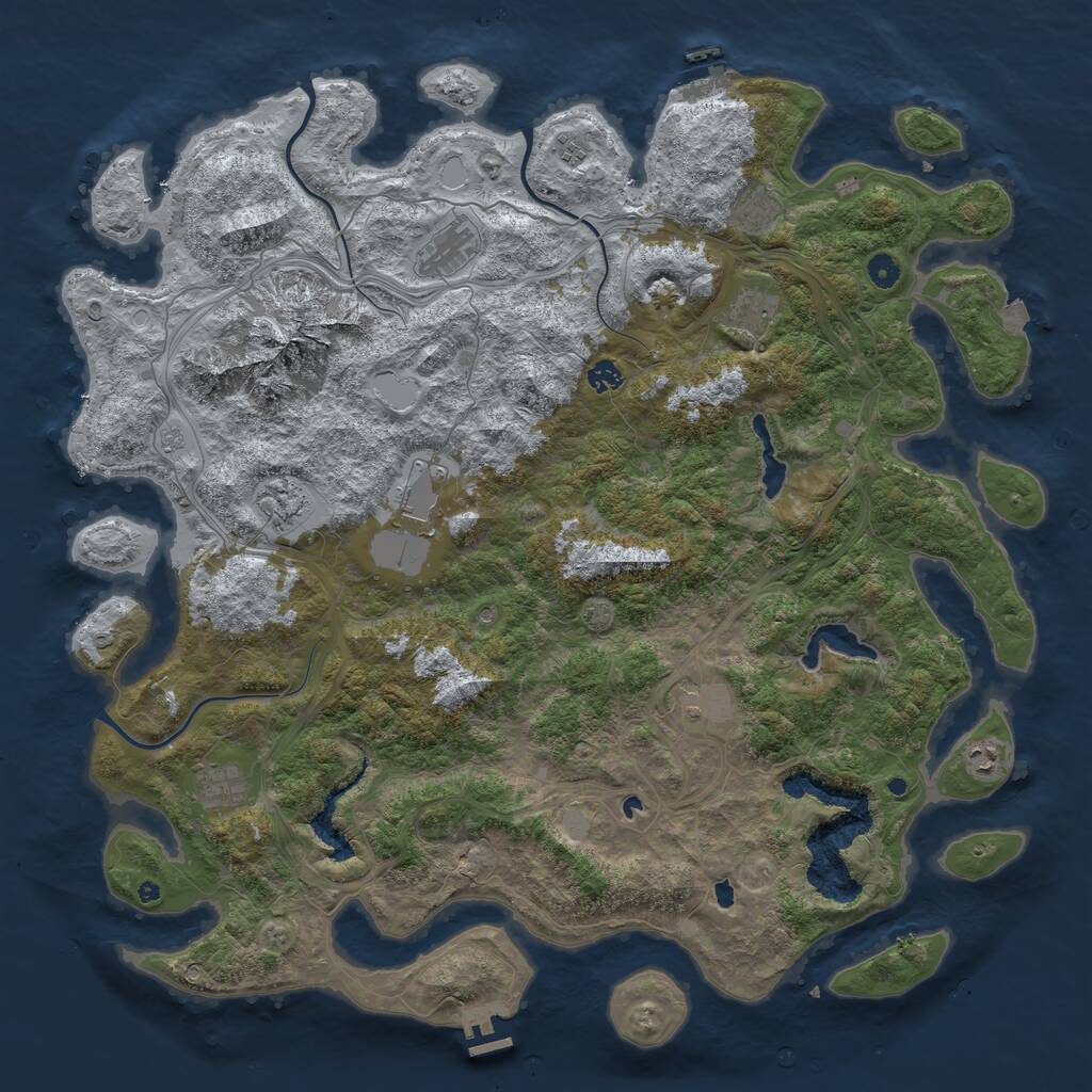 Rust Map: Procedural Map, Size: 5000, Seed: 386989842, 16 Monuments