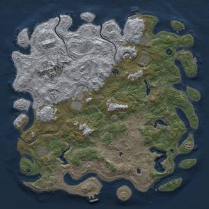 Thumbnail Rust Map: Procedural Map, Size: 5000, Seed: 386989842, 16 Monuments