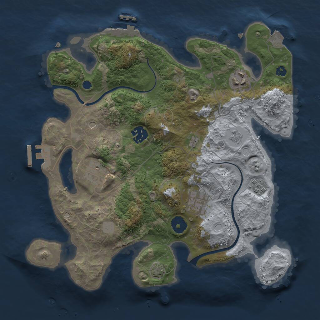 Rust Map: Procedural Map, Size: 3000, Seed: 837687, 11 Monuments