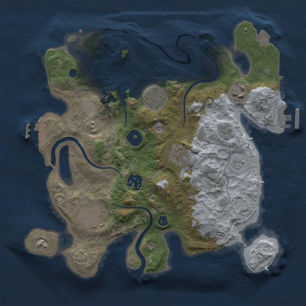 Rust Map: Procedural Map, Size: 3000, Seed: 837687, 12 Monuments
