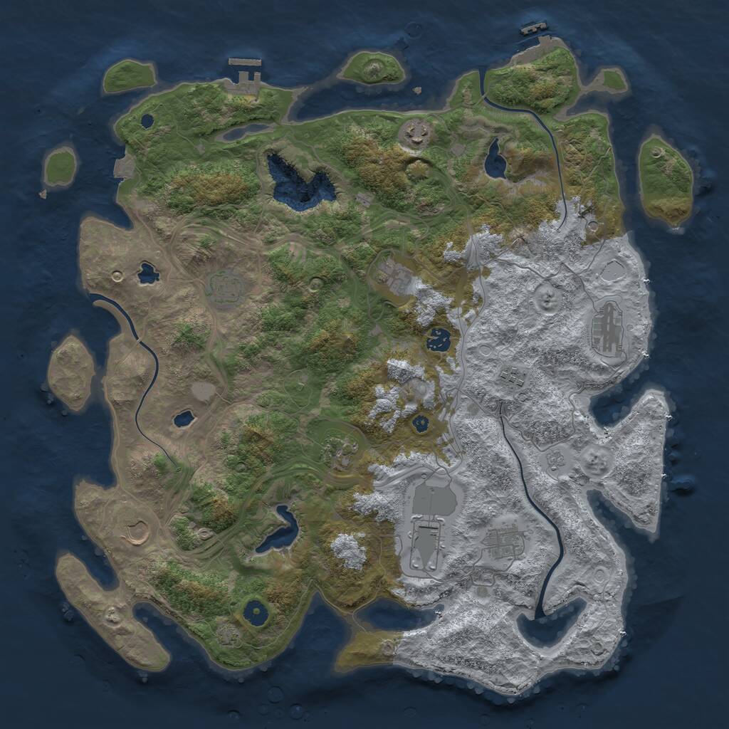 Rust Map: Procedural Map, Size: 4500, Seed: 582426915, 16 Monuments