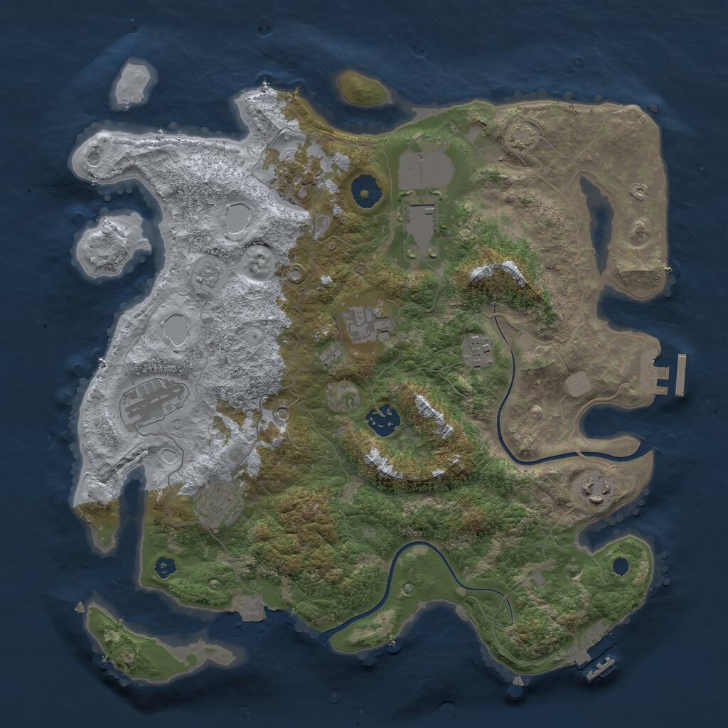 Rust Map: Procedural Map, Size: 3500, Seed: 9292, 14 Monuments