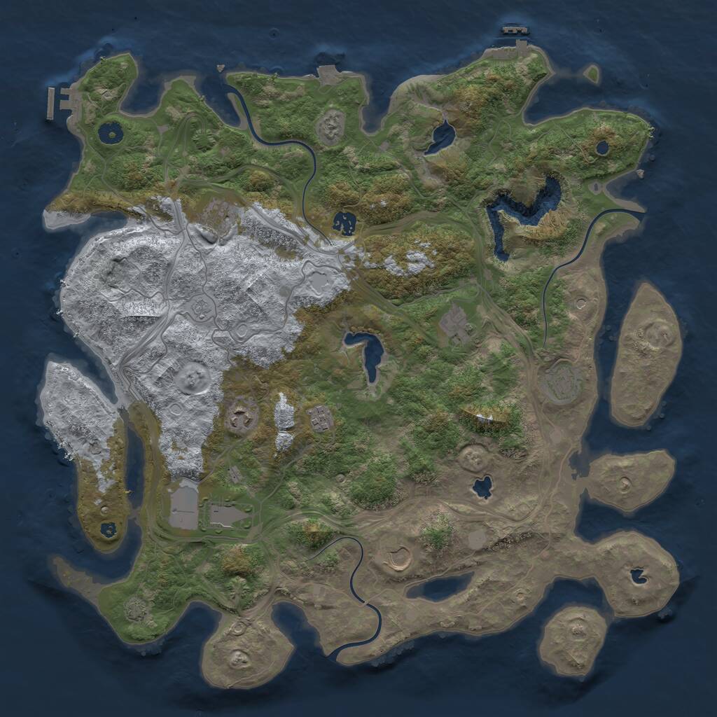 Rust Map: Procedural Map, Size: 4500, Seed: 1145002083, 14 Monuments