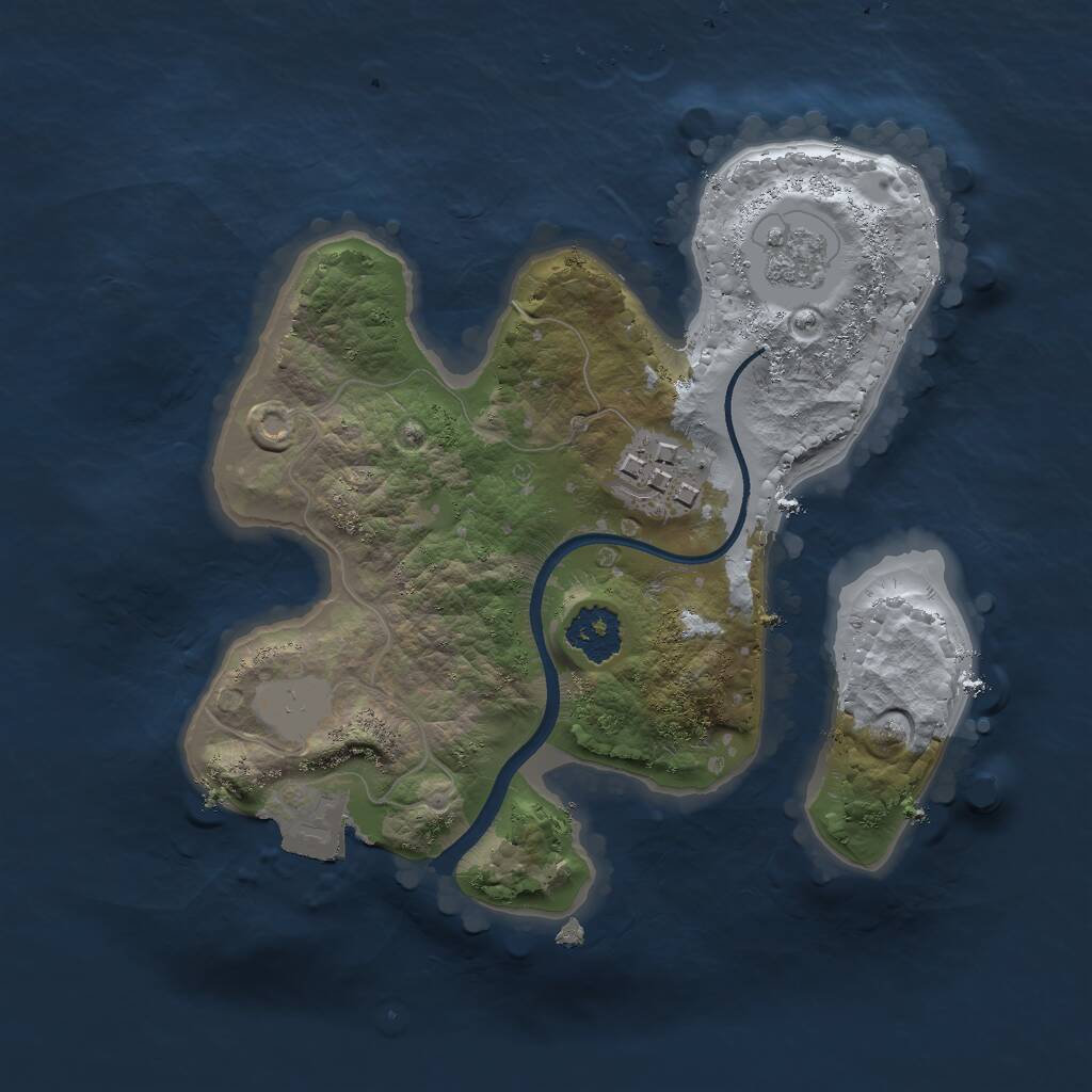 Rust Map: Procedural Map, Size: 2000, Seed: 847953974, 3 Monuments