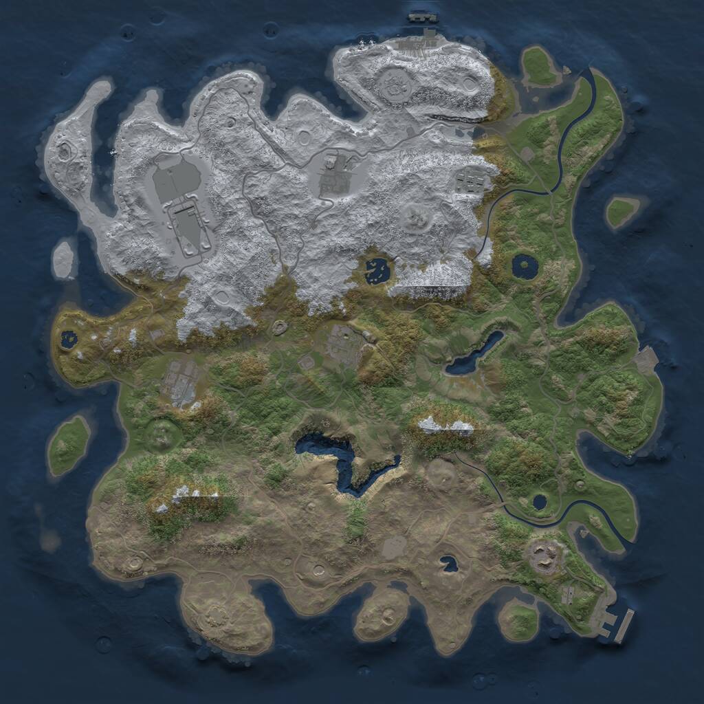 Rust Map: Procedural Map, Size: 4000, Seed: 46870, 13 Monuments