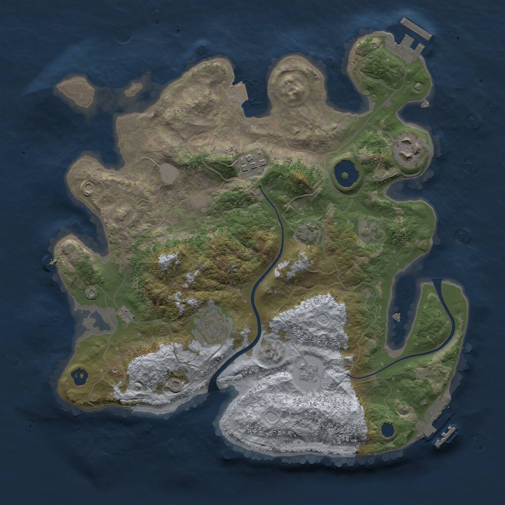 Rust Map: Procedural Map, Size: 3000, Seed: 495822255, 8 Monuments