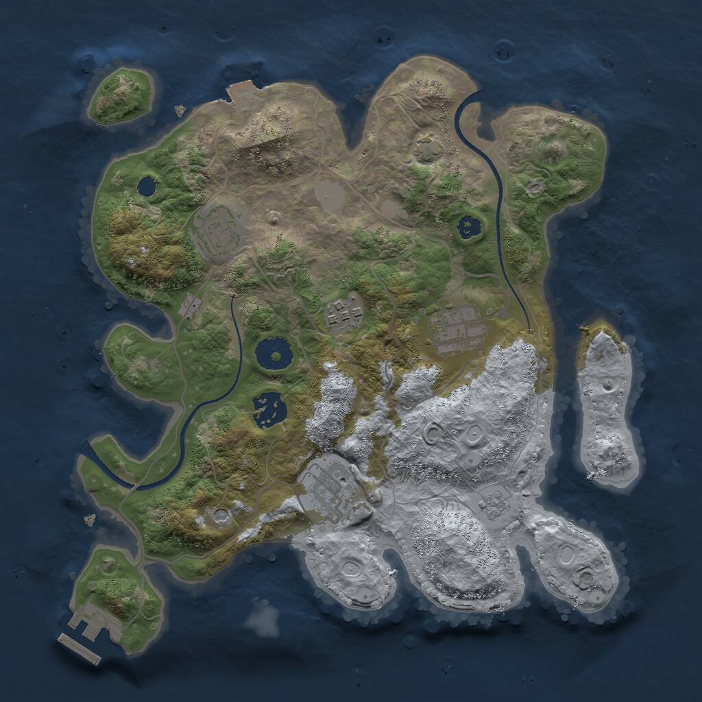 Rust Map: Procedural Map, Size: 3000, Seed: 11864, 10 Monuments