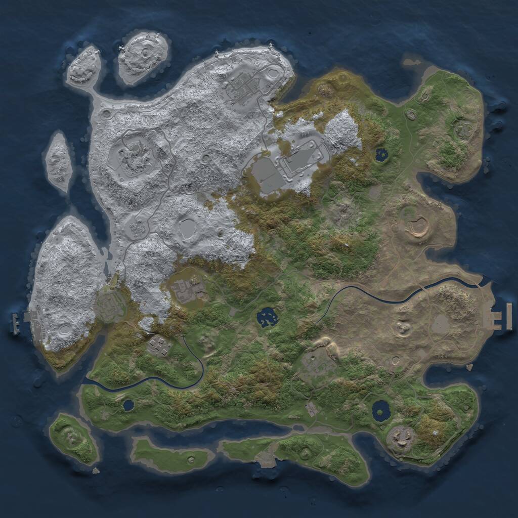 Rust Map: Procedural Map, Size: 3850, Seed: 748252689, 16 Monuments