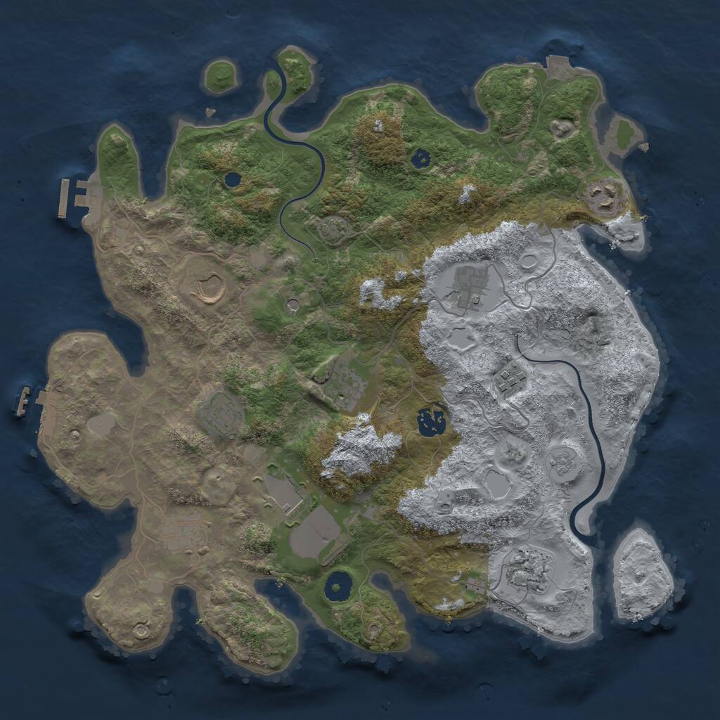 Rust Map: Procedural Map, Size: 3700, Seed: 769451733, 16 Monuments