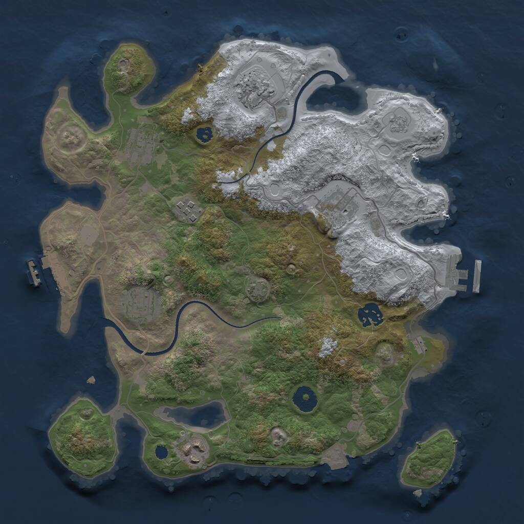 Rust Map: Procedural Map, Size: 3250, Seed: 1752138115, 12 Monuments