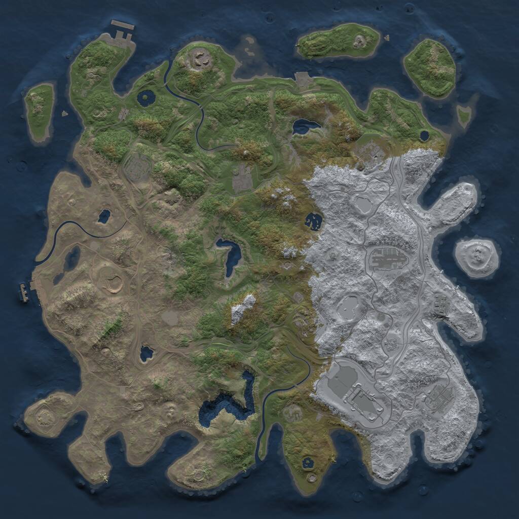 Rust Map: Procedural Map, Size: 4500, Seed: 294833355, 17 Monuments