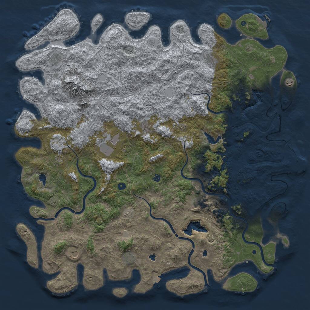 Rust Map: Procedural Map, Size: 6000, Seed: 1710129279, 17 Monuments