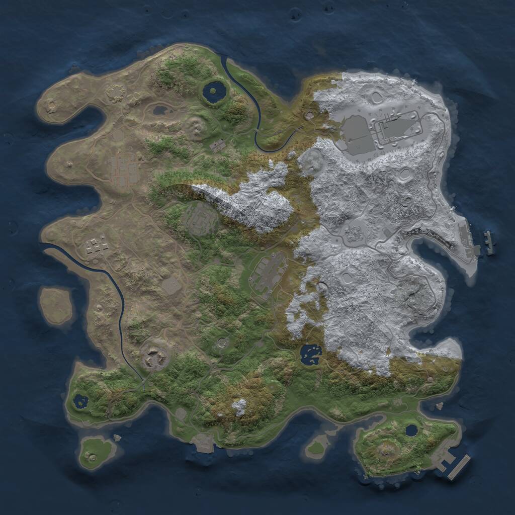 Rust Map: Procedural Map, Size: 3500, Seed: 1721060904, 13 Monuments