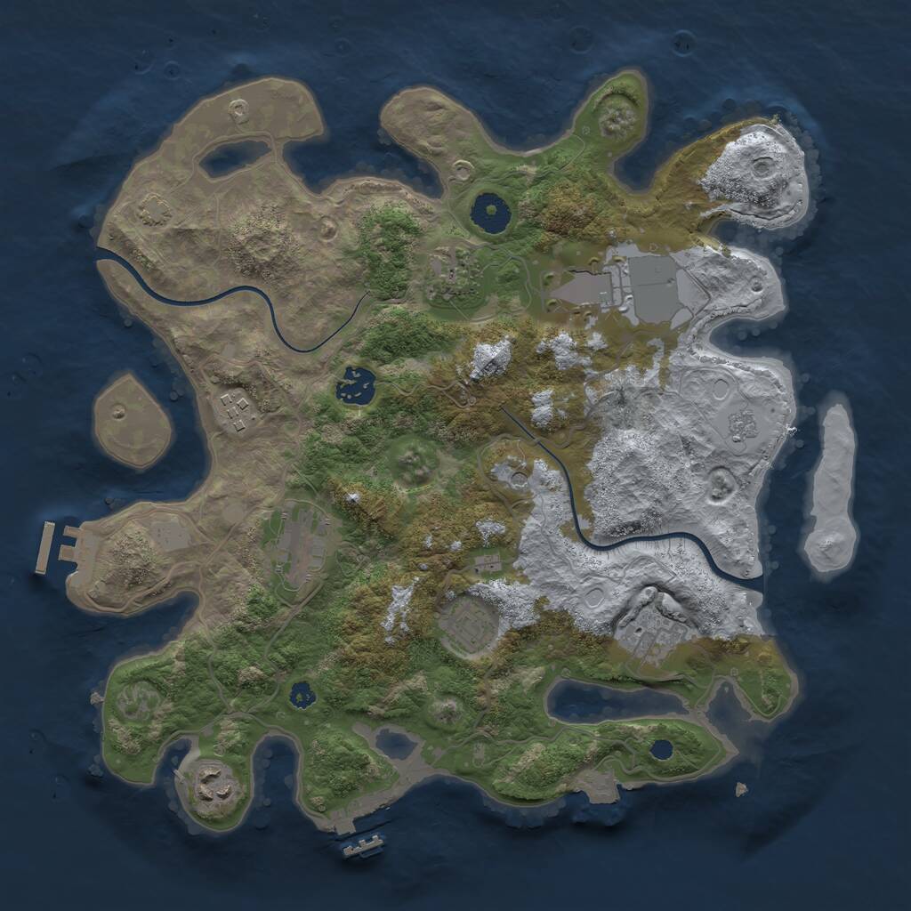 Rust Map: Procedural Map, Size: 3500, Seed: 14293264, 14 Monuments