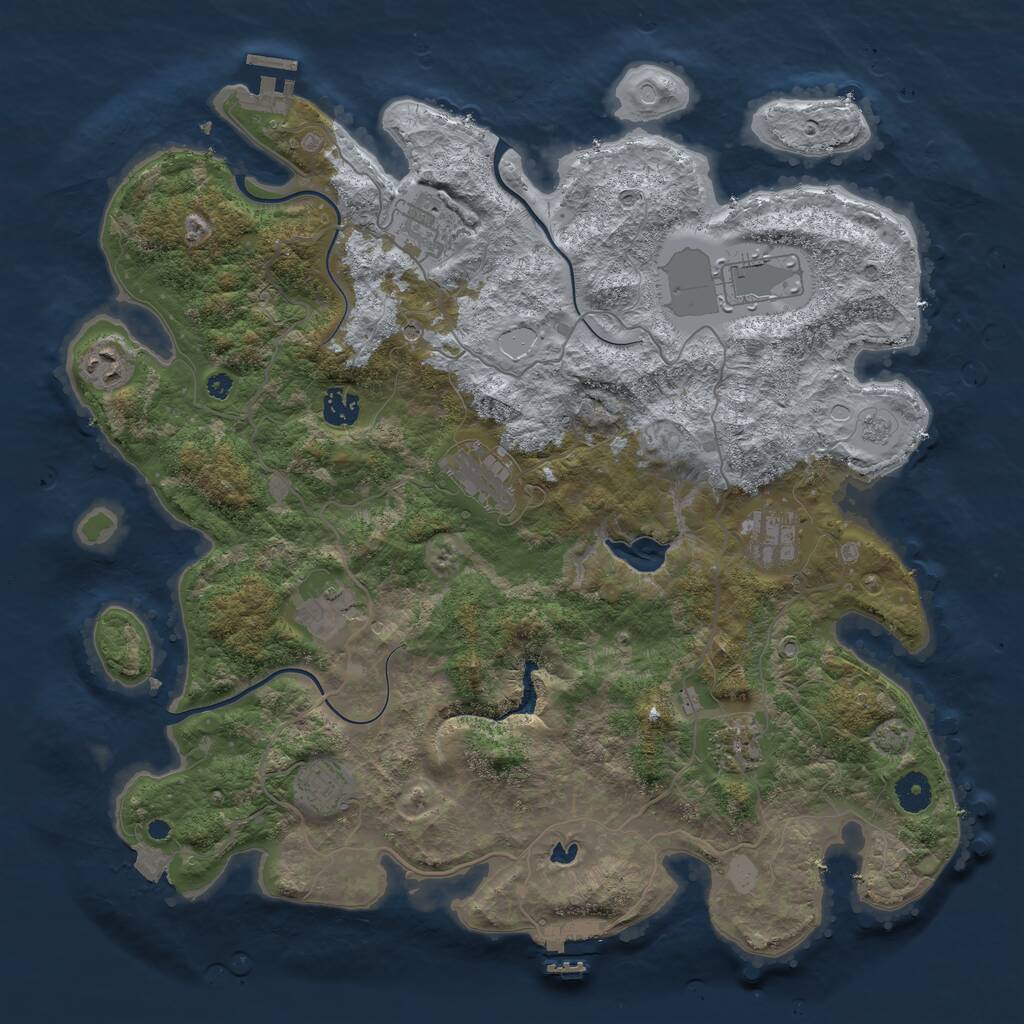 Rust Map: Procedural Map, Size: 4050, Seed: 243458316, 15 Monuments