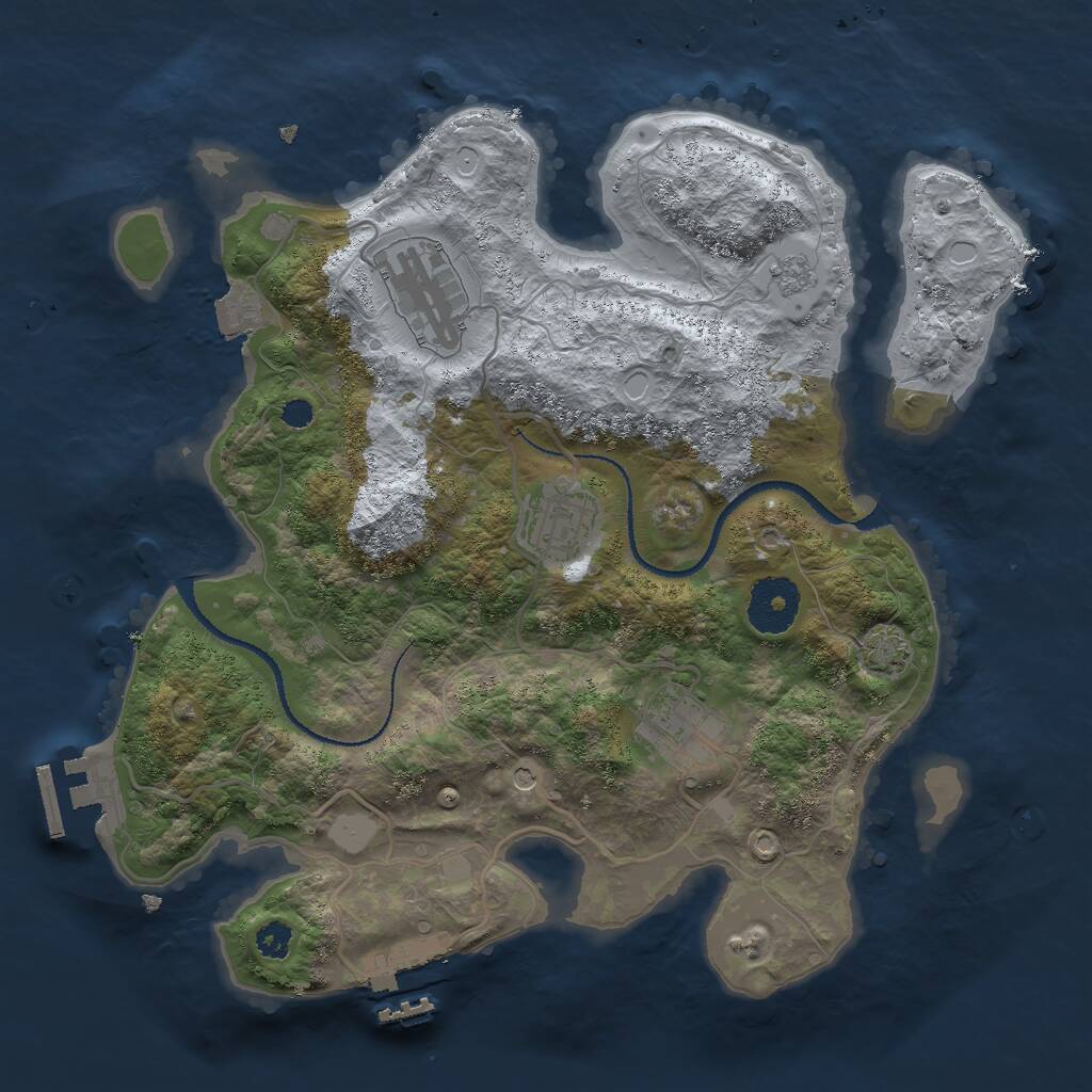 Rust Map: Procedural Map, Size: 3000, Seed: 885391839, 9 Monuments