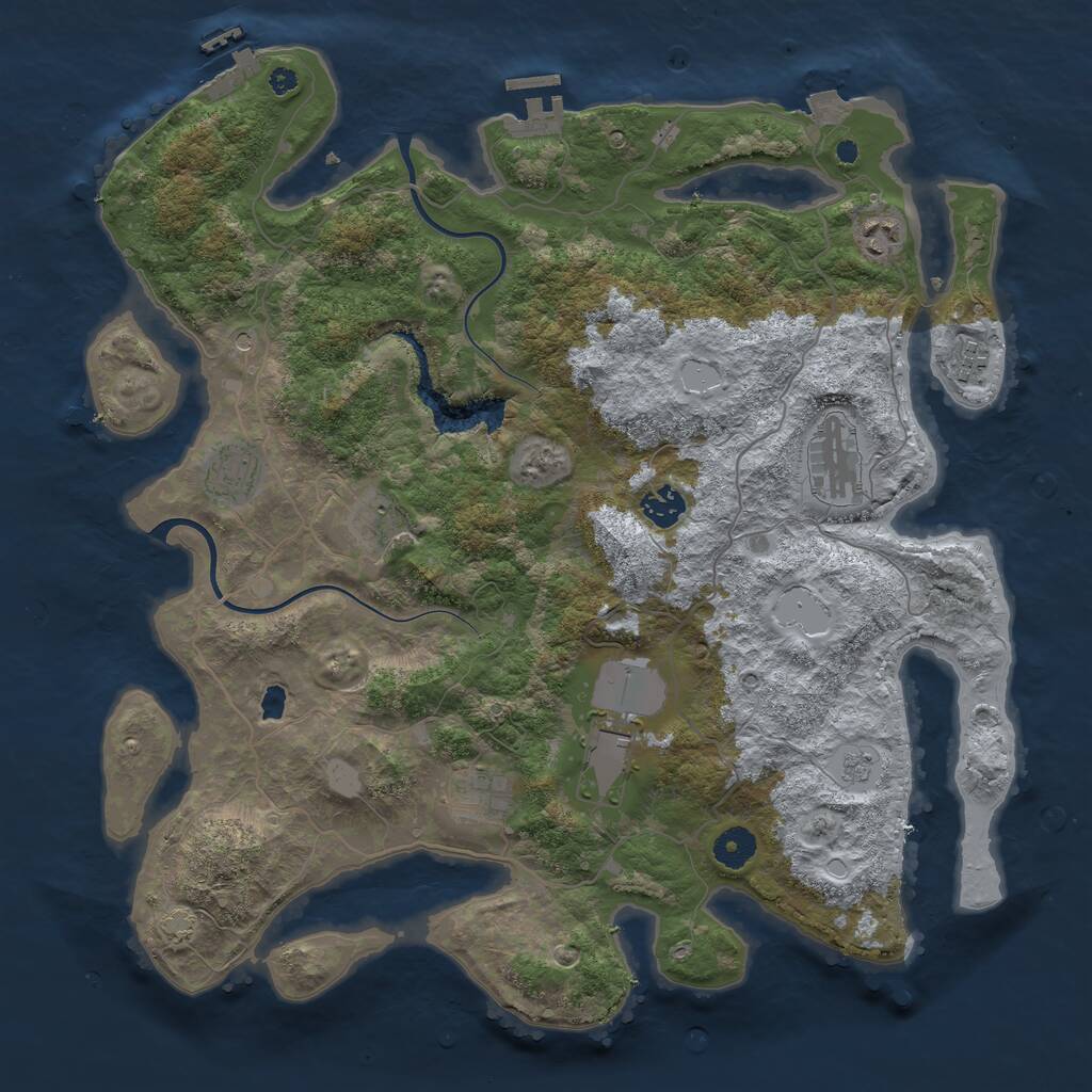 Rust Map: Procedural Map, Size: 4000, Seed: 165105594, 14 Monuments