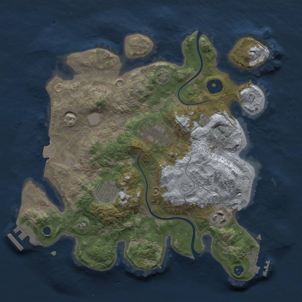 Rust Map: Procedural Map, Size: 3000, Seed: 20377972, 8 Monuments