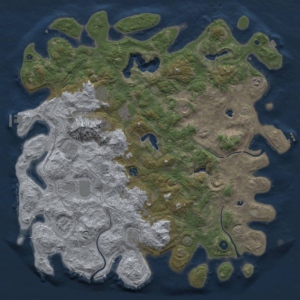 Rust Map: Procedural Map, Size: 5000, Seed: 1291402976, 16 Monuments