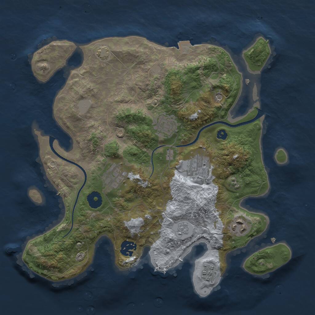 Rust Map: Procedural Map, Size: 3000, Seed: 1844, 10 Monuments