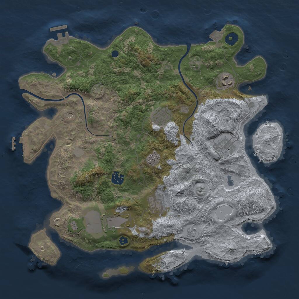 Rust Map: Procedural Map, Size: 3500, Seed: 835812358, 13 Monuments