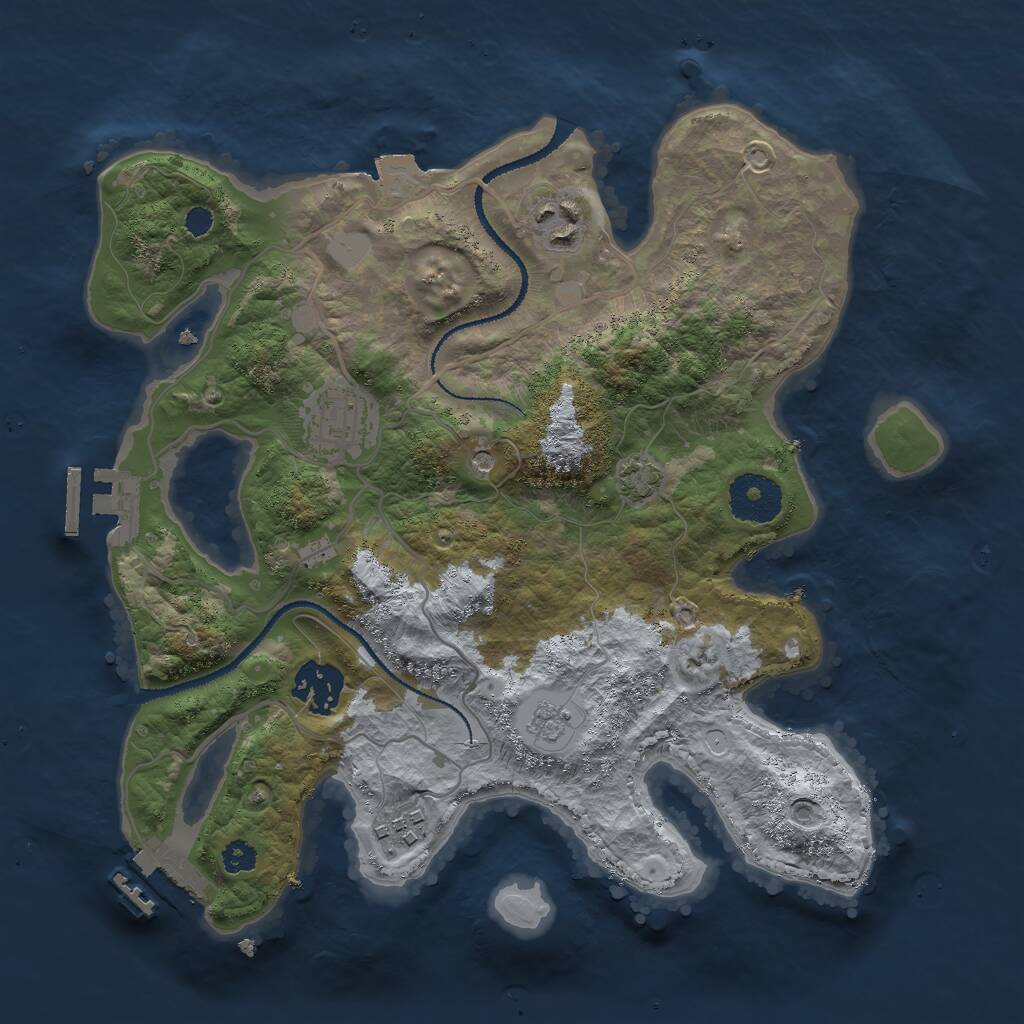 Rust Map: Procedural Map, Size: 3000, Seed: 9473251, 10 Monuments