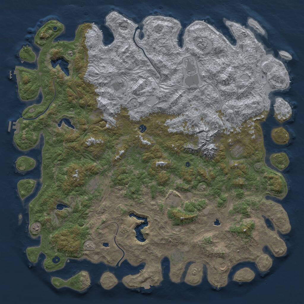 Rust Map: Procedural Map, Size: 6000, Seed: 65187, 17 Monuments