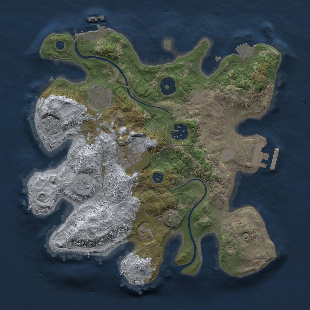 Rust Map: Procedural Map, Size: 2800, Seed: 1943213029, 9 Monuments