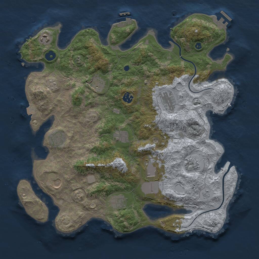 Rust Map: Procedural Map, Size: 3850, Seed: 1522890359, 17 Monuments