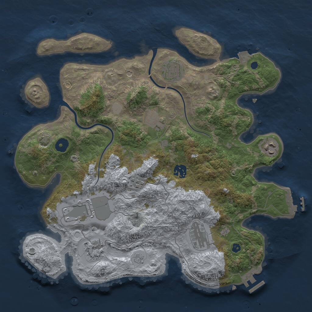 Rust Map: Procedural Map, Size: 3500, Seed: 325741860, 14 Monuments