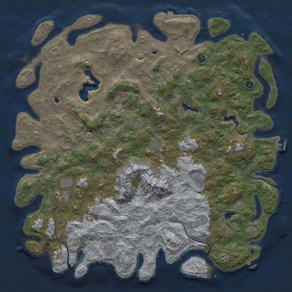 Rust Map: Procedural Map, Size: 6000, Seed: 78561, 17 Monuments