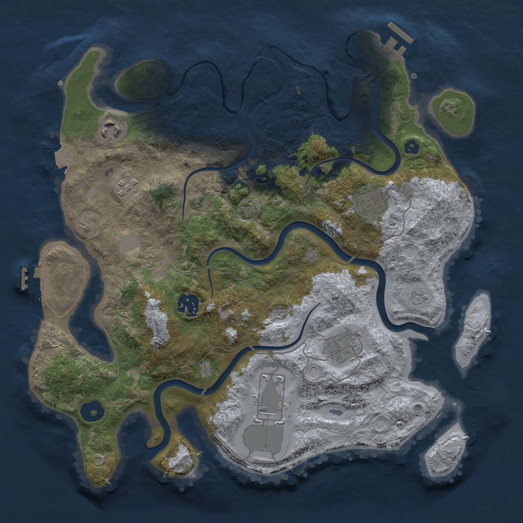 Rust Map: Procedural Map, Size: 3500, Seed: 354537017, 12 Monuments