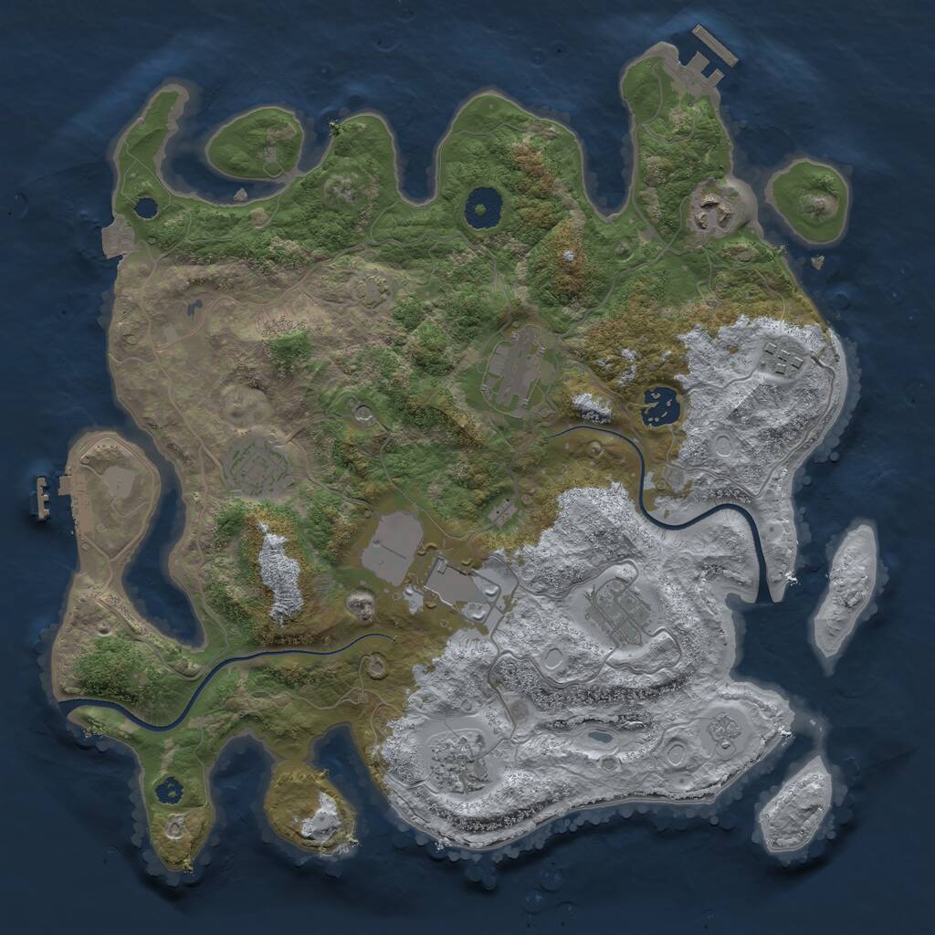 Rust Map: Procedural Map, Size: 3500, Seed: 354537017, 14 Monuments