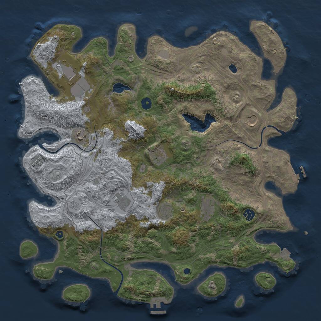 Rust Map: Procedural Map, Size: 4250, Seed: 2128368919, 15 Monuments