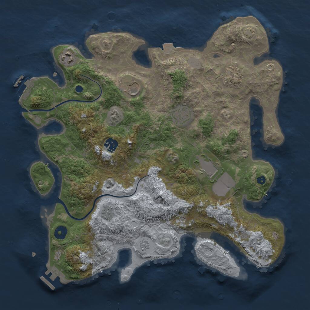 Rust Map: Procedural Map, Size: 3500, Seed: 968416841, 13 Monuments