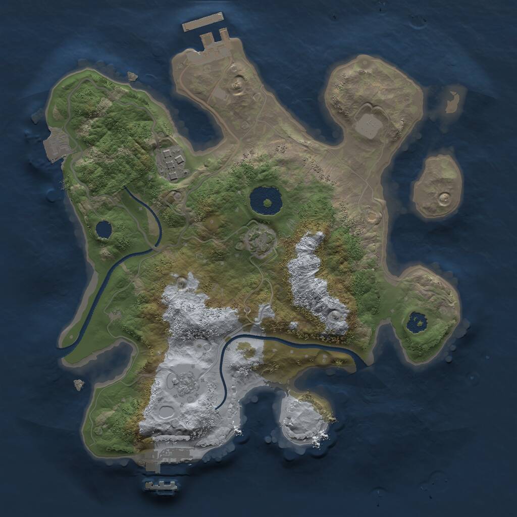 Rust Map: Procedural Map, Size: 2500, Seed: 1123585225, 6 Monuments