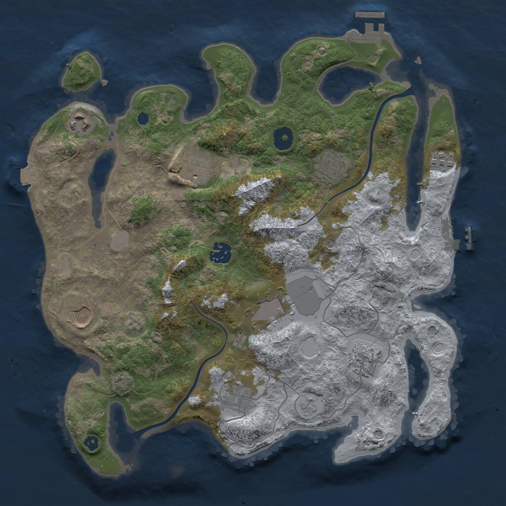 Rust Map: Procedural Map, Size: 3500, Seed: 850451313, 15 Monuments