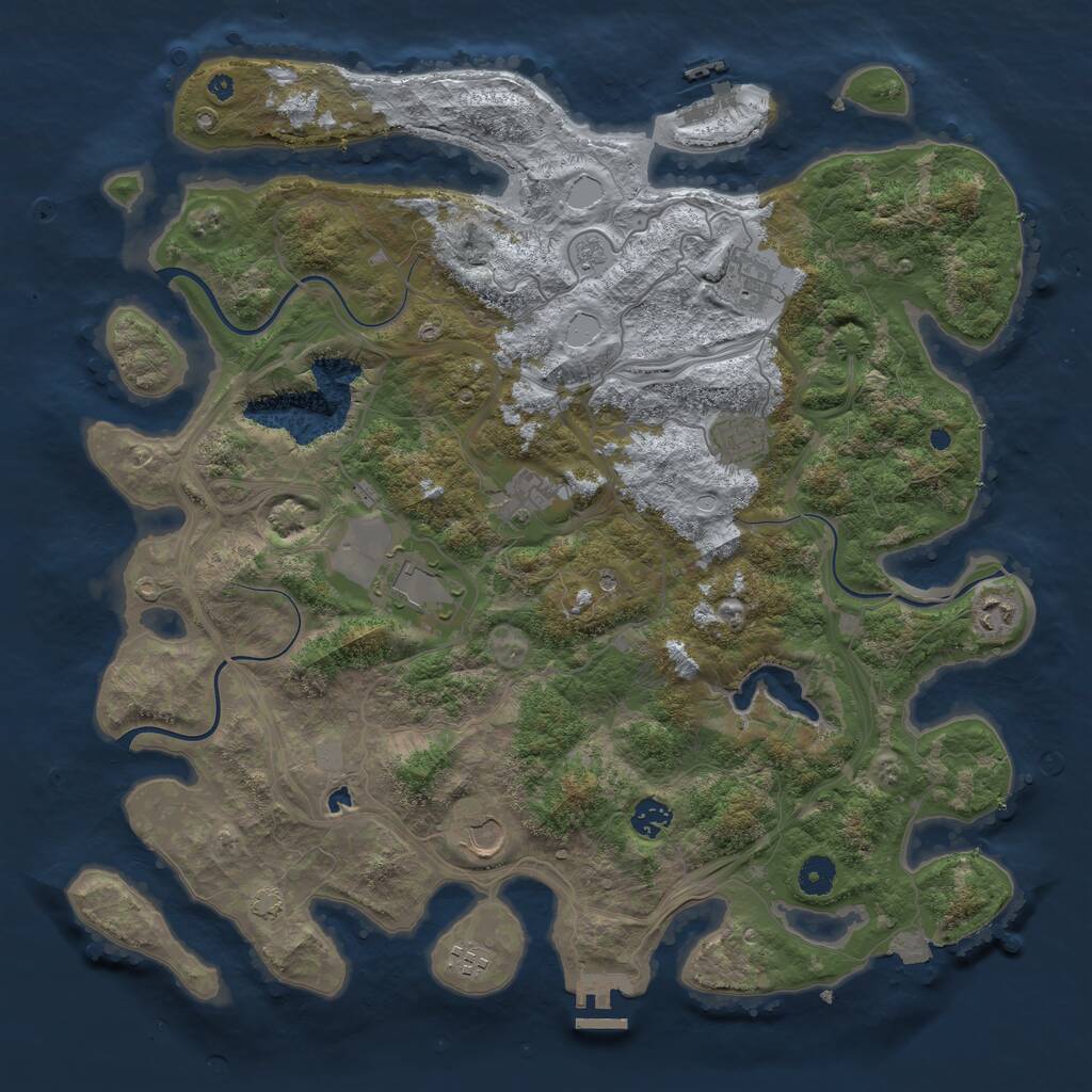 Rust Map: Procedural Map, Size: 4250, Seed: 454891100, 14 Monuments