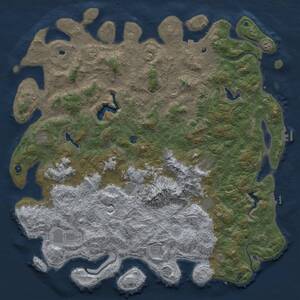 Thumbnail Rust Map: Procedural Map, Size: 6000, Seed: 640595336, 17 Monuments