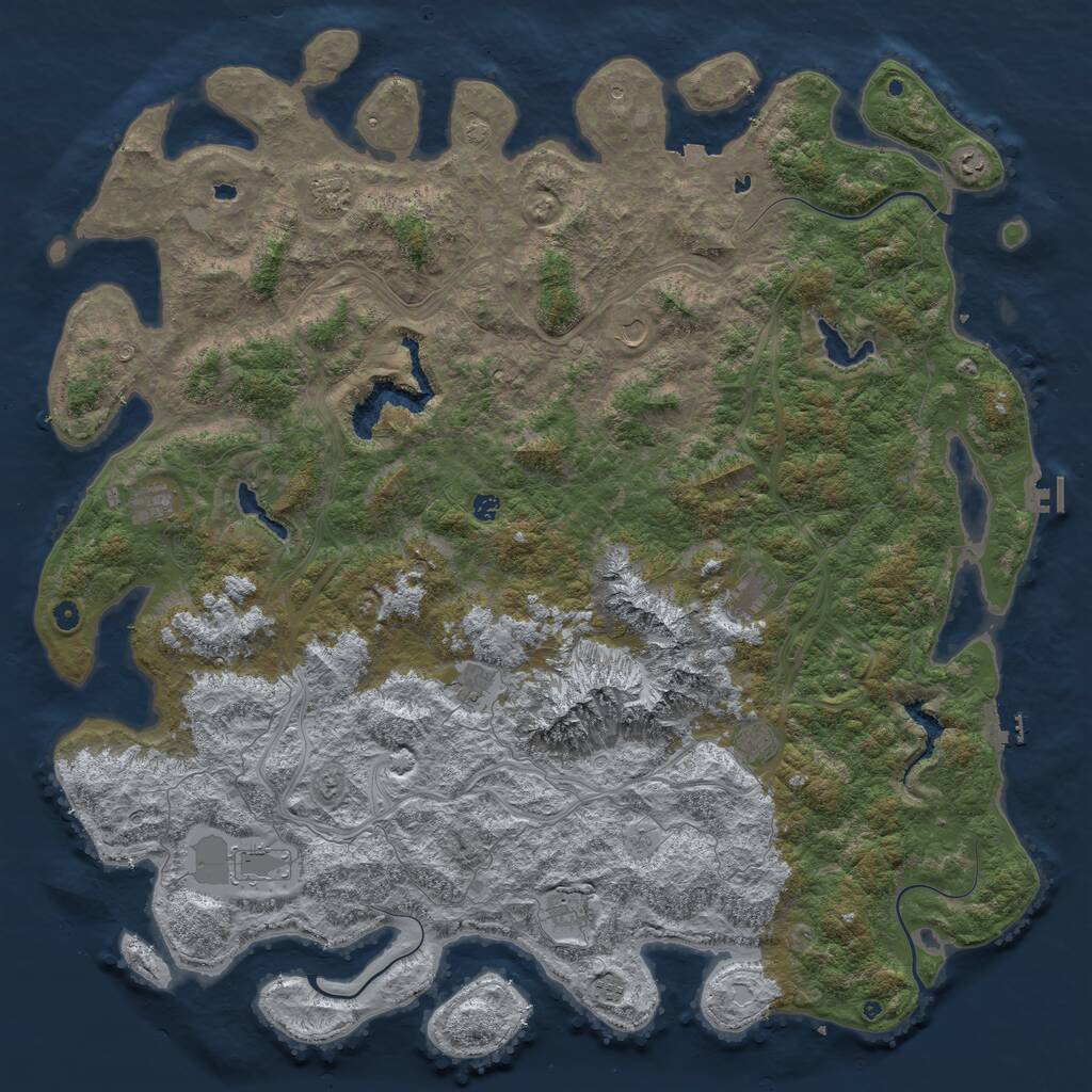 Rust Map: Procedural Map, Size: 6000, Seed: 640595336, 17 Monuments