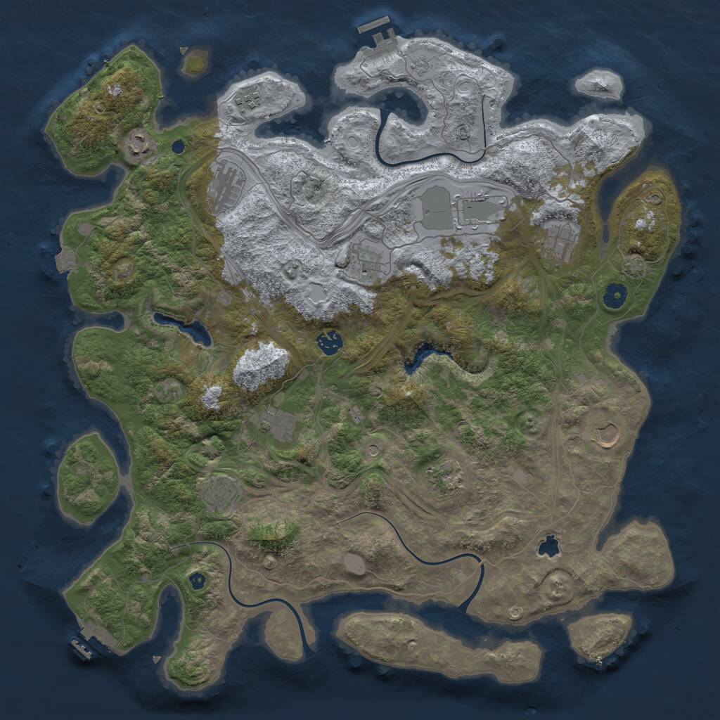 Rust Map: Procedural Map, Size: 4400, Seed: 870737994, 17 Monuments