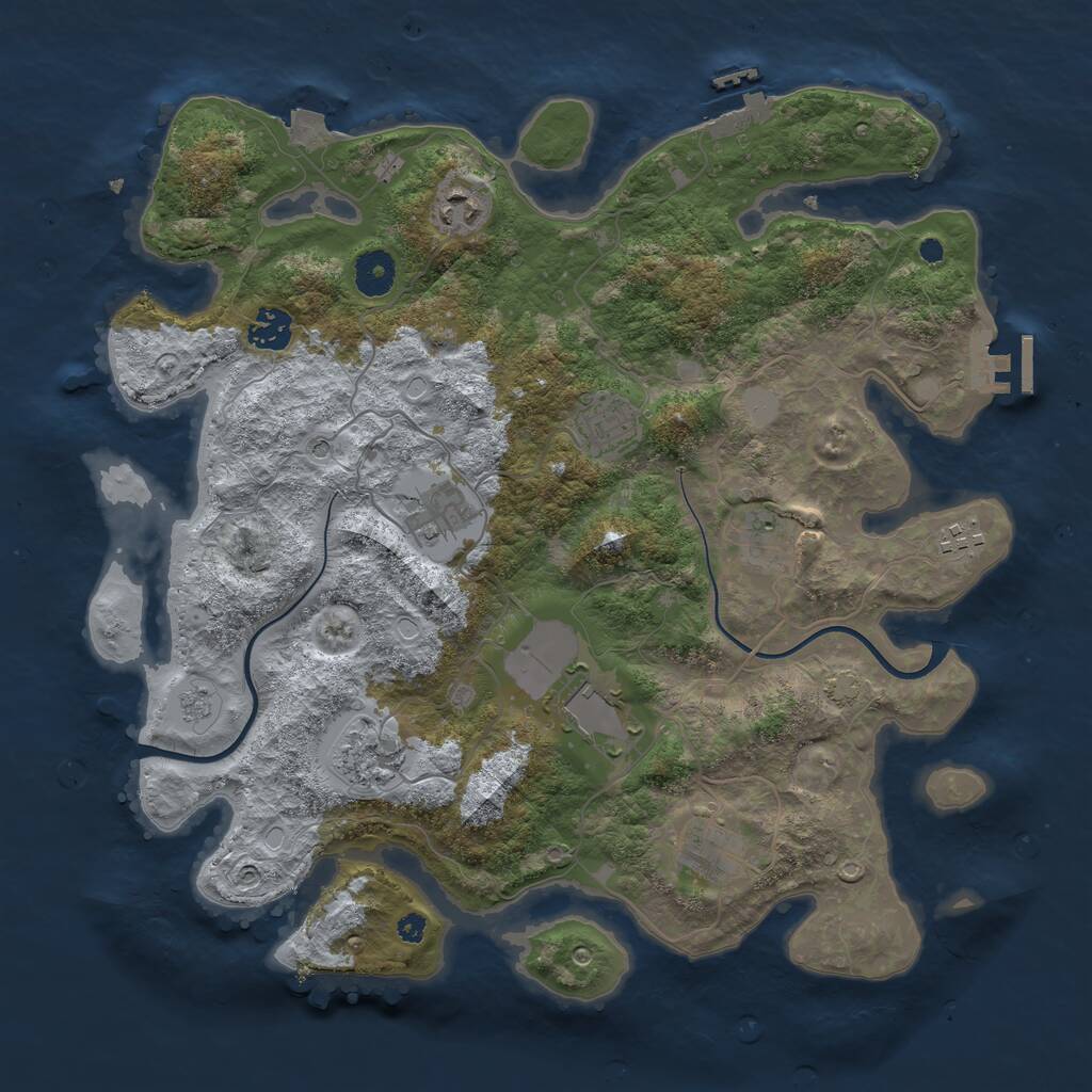 Rust Map: Procedural Map, Size: 3750, Seed: 118236330, 15 Monuments