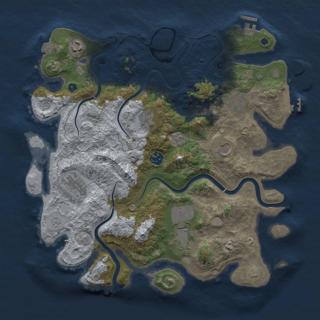Rust Map: Procedural Map, Size: 3750, Seed: 118236330, 14 Monuments