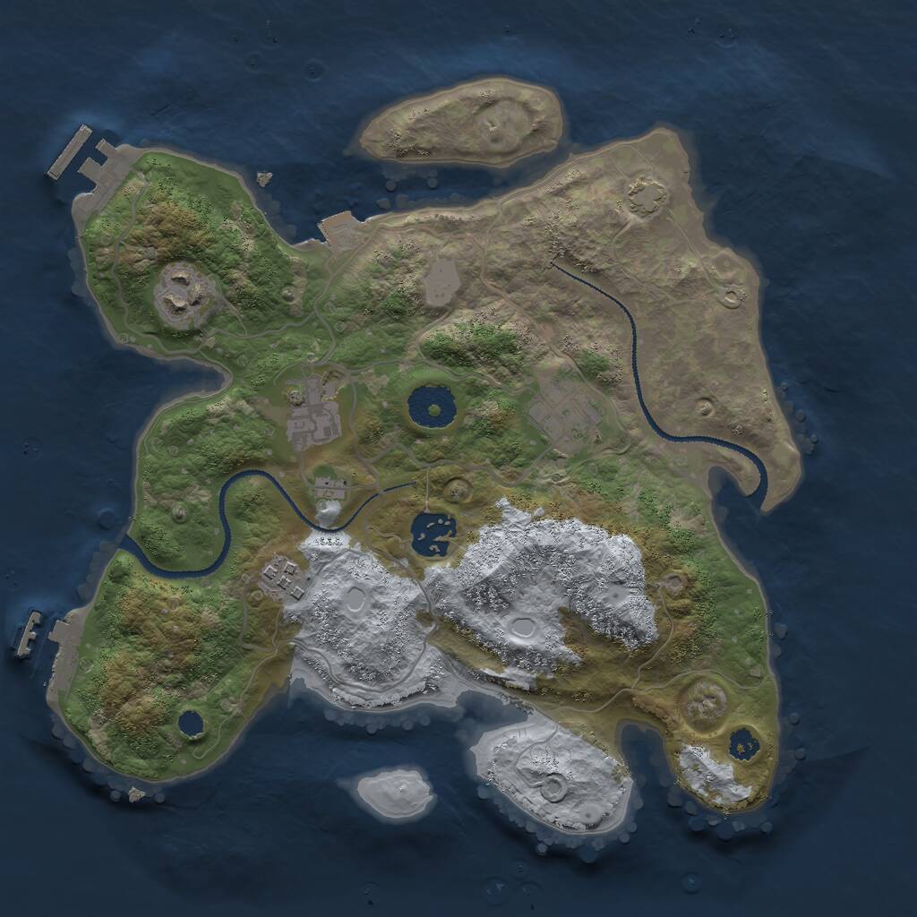 Rust Map: Procedural Map, Size: 3000, Seed: 37366, 9 Monuments