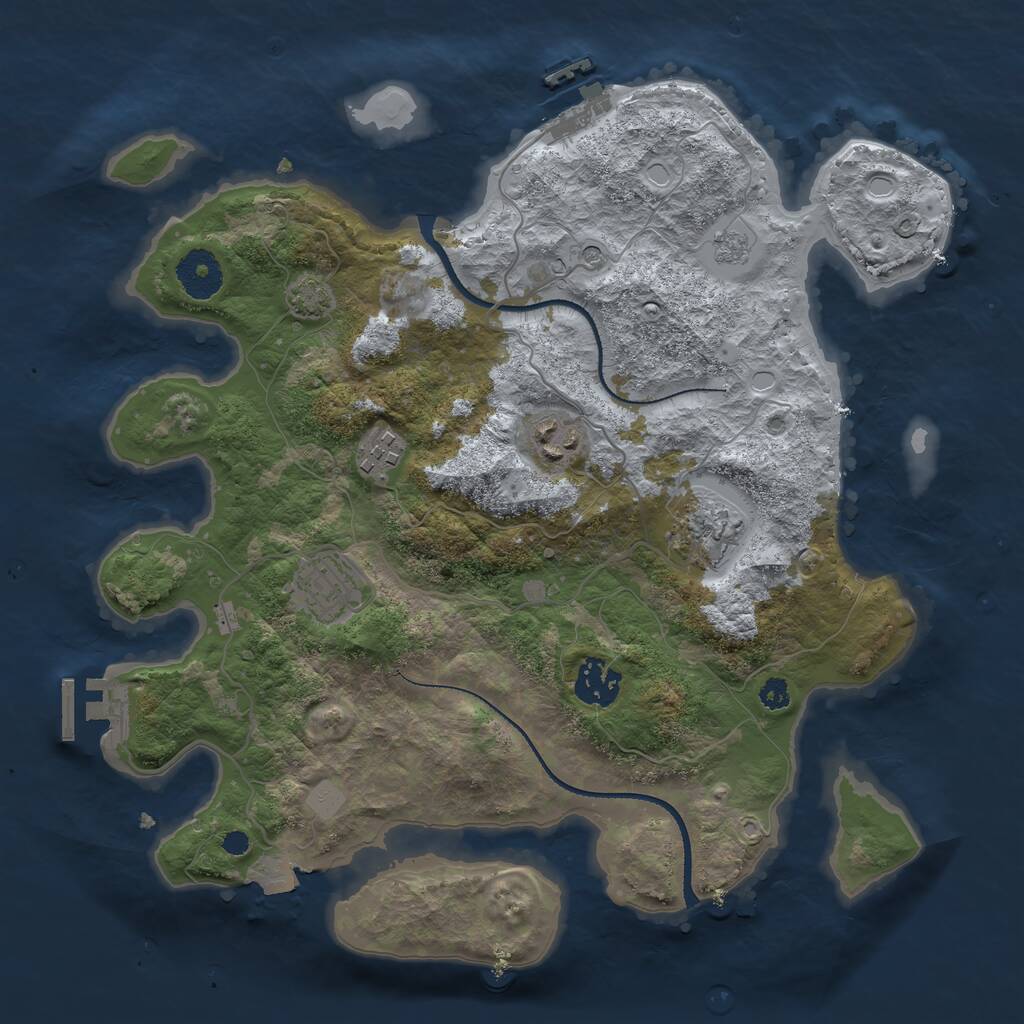 Rust Map: Procedural Map, Size: 3300, Seed: 536965189, 11 Monuments