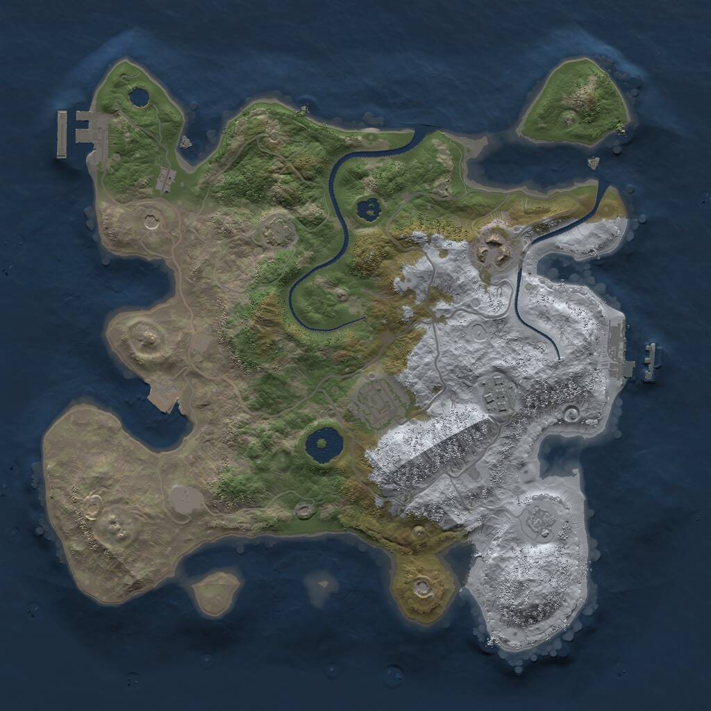 Rust Map: Procedural Map, Size: 3000, Seed: 31660, 9 Monuments