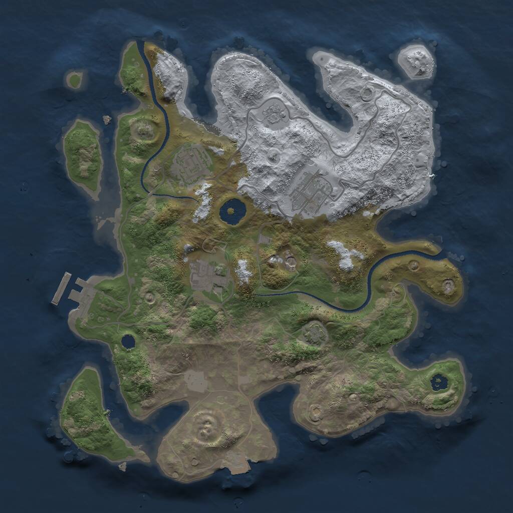 Rust Map: Procedural Map, Size: 3000, Seed: 1807534351, 8 Monuments