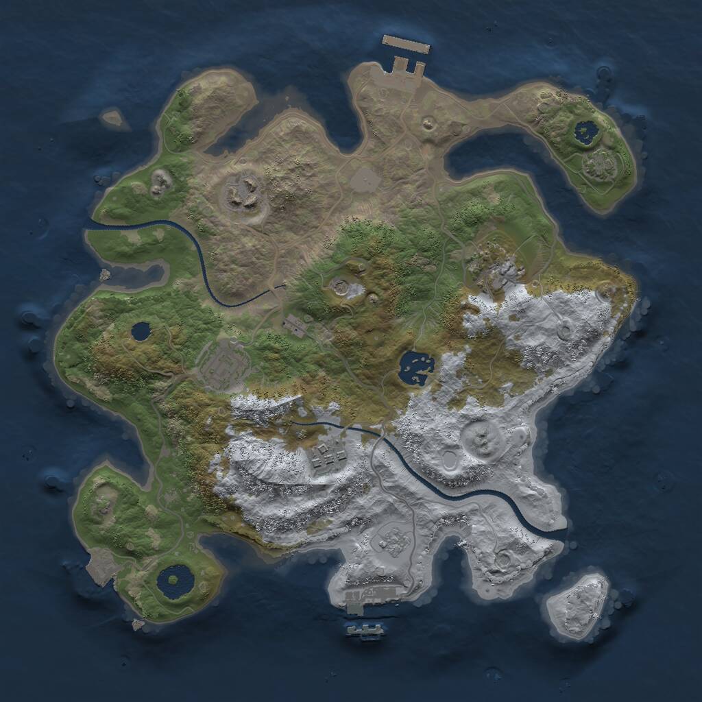 Rust Map: Procedural Map, Size: 3000, Seed: 37837, 11 Monuments